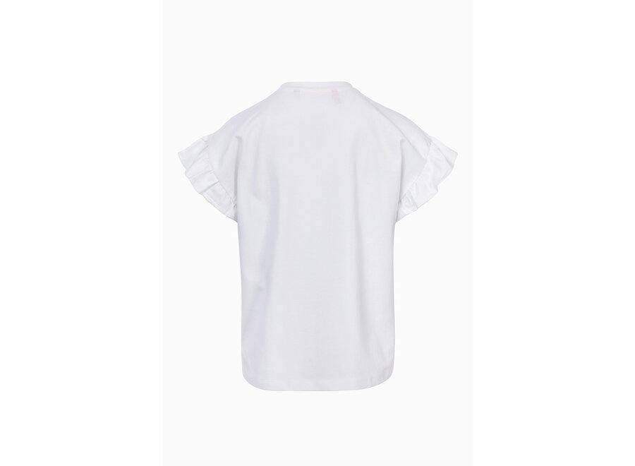 Little T-shirt Ruffled Short Sleeves White