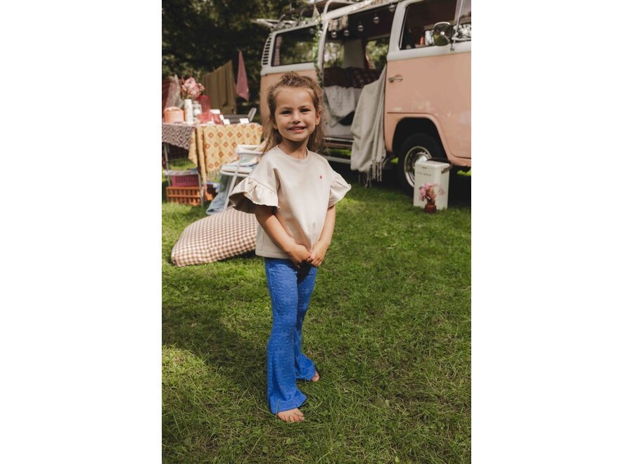 Little Flower Jaquard Flare Pants Kobalt