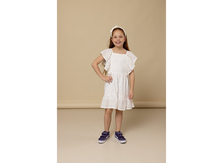 Little Heart Broidery Dress White