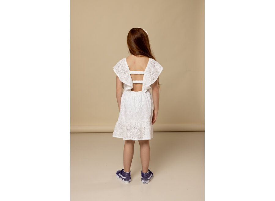 Little Heart Broidery Dress White