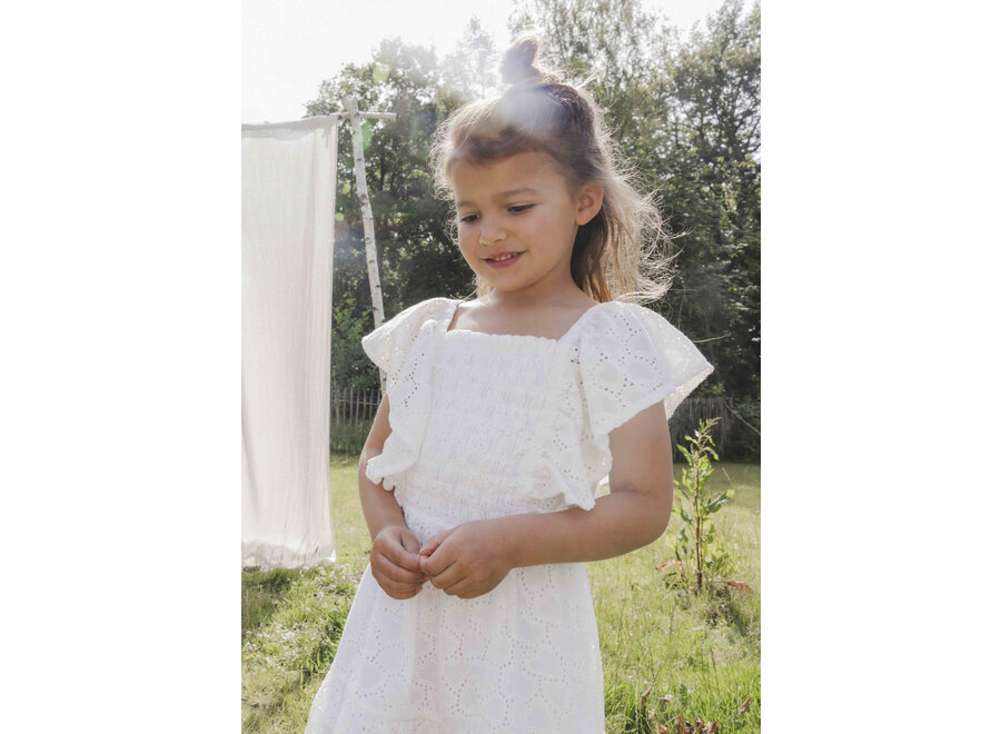 Little Heart Broidery Dress White