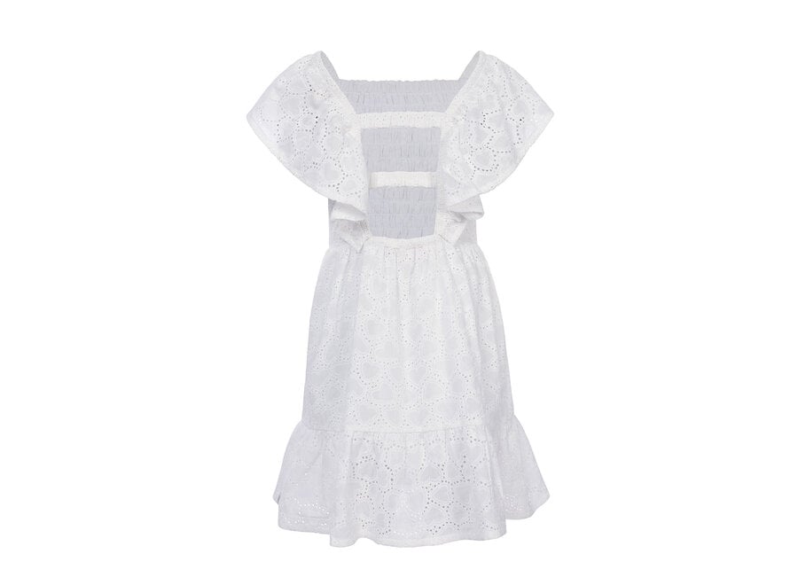 Little Heart Broidery Dress White
