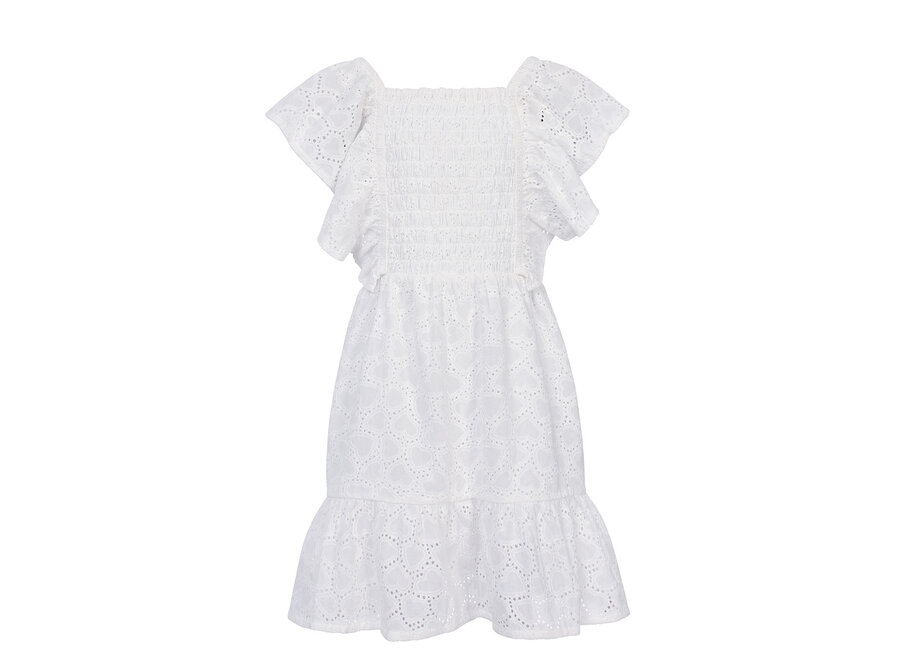 Little Heart Broidery Dress White