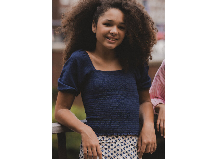 10Sixteen Off Shoulder Top / Fancy T Oxford Blue