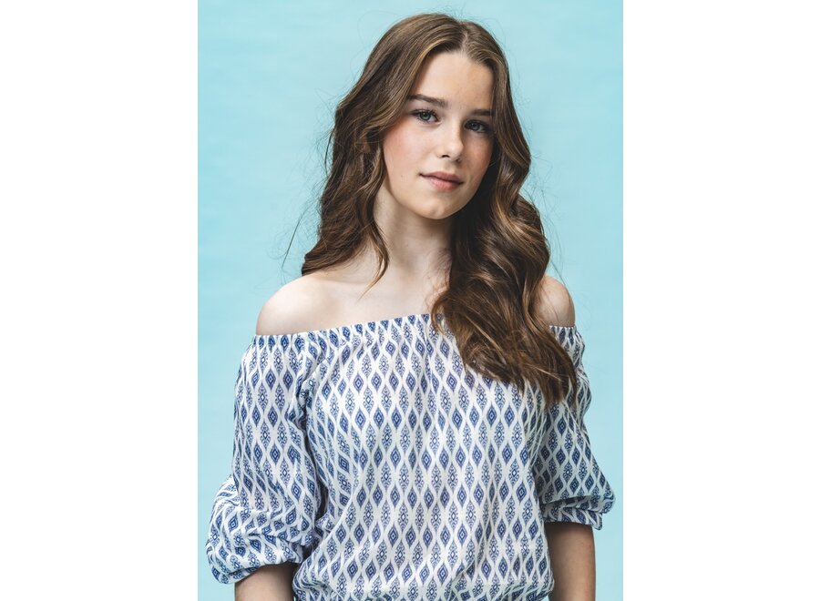 10Sixteen Blouse Top Blue Print