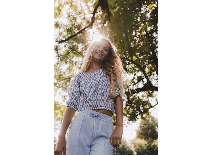 10Sixteen Blouse Top Blue Print