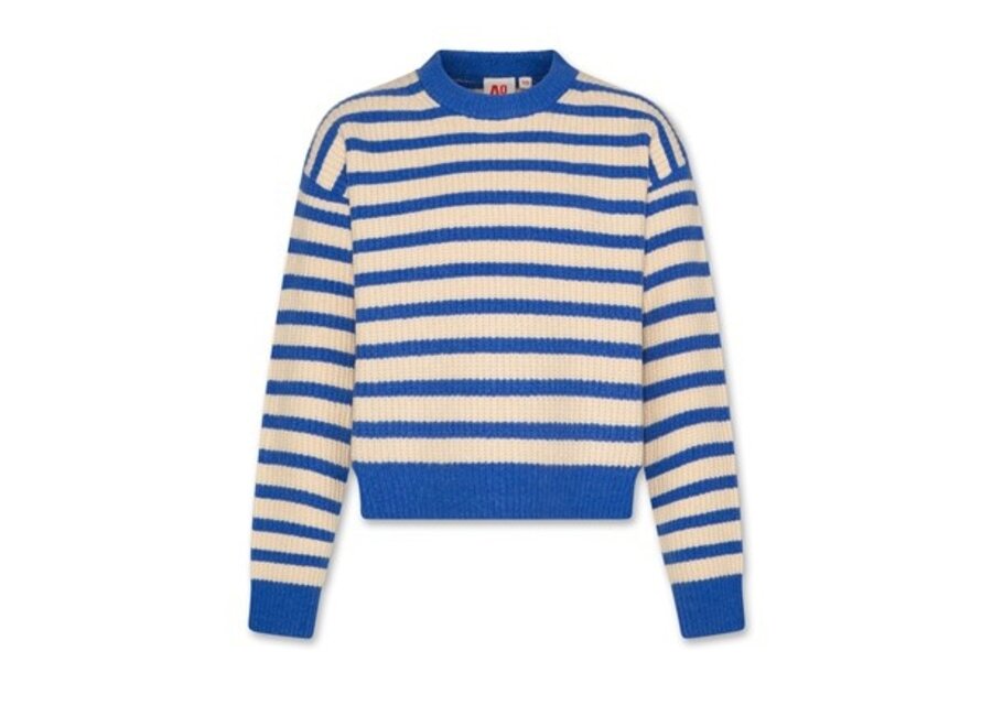 Carla C-Neck 2-Color Flash Blue Meisjes Trui