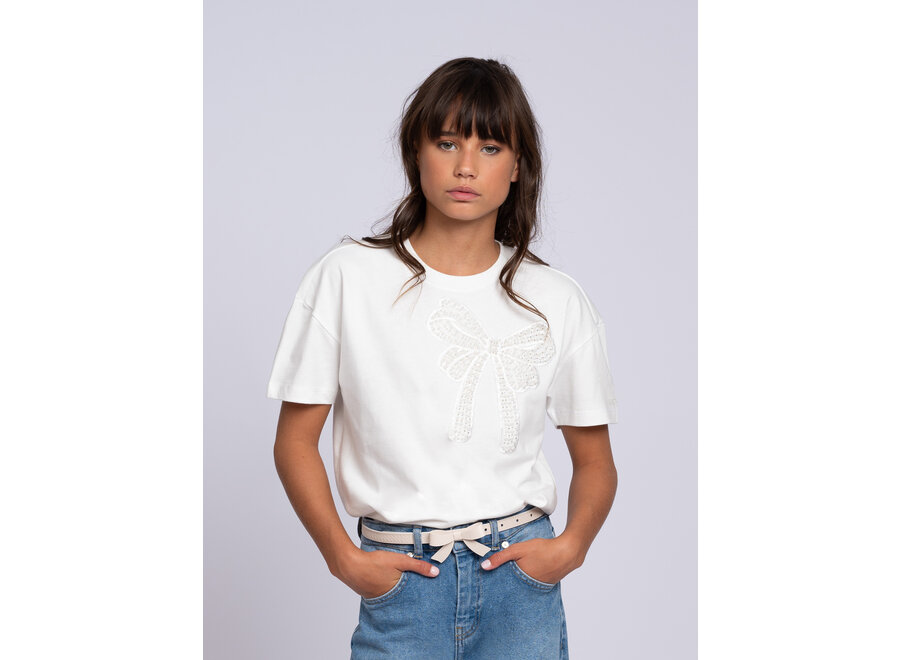 Bow T-Shirt  Off White Meisjes T-Shirt