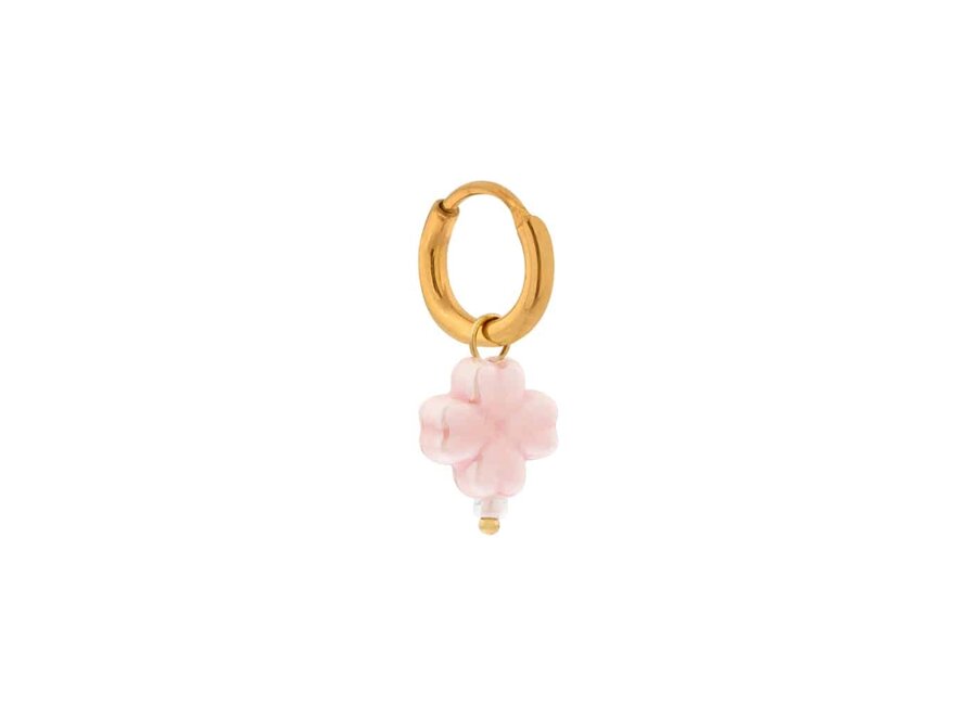 Pink Clover Hoop Gold