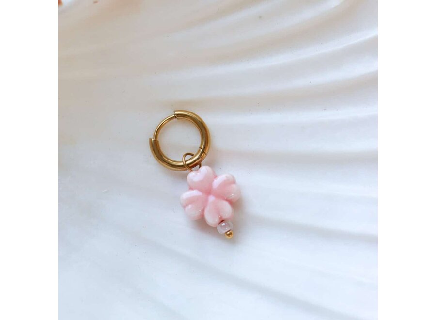 Pink Clover Hoop Gold