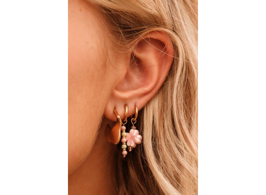 Pink Clover Hoop Gold