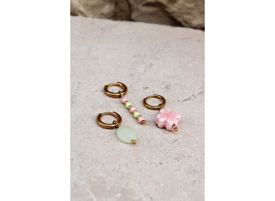 Pink Clover Hoop Gold