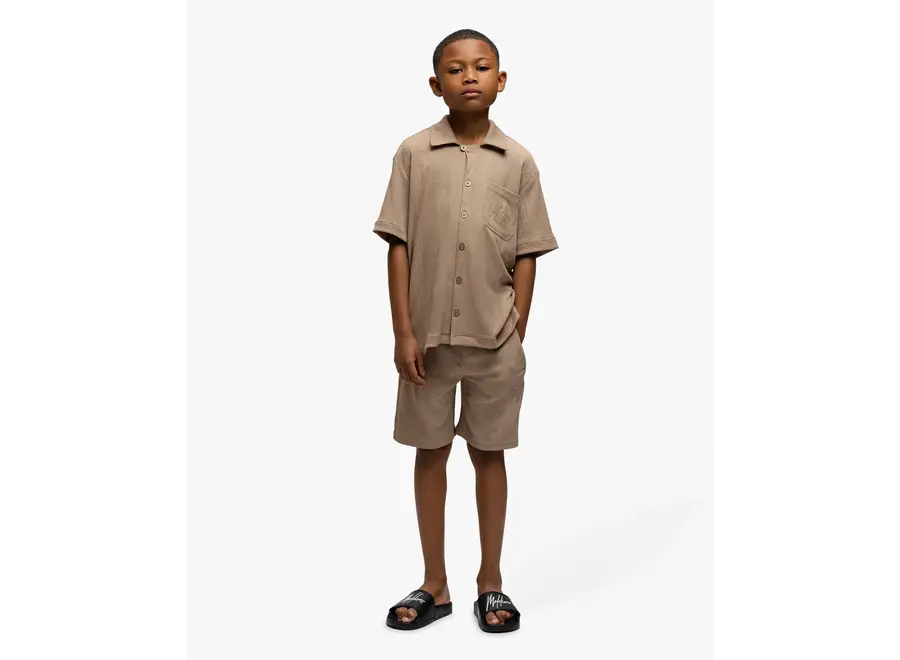 Seersucker Shorts Taupe Jongens Short