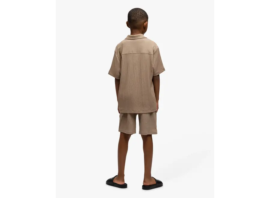 Seersucker Shorts Taupe Jongens Short
