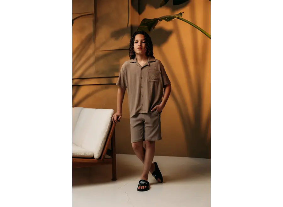 Seersucker Shorts Taupe Jongens Short