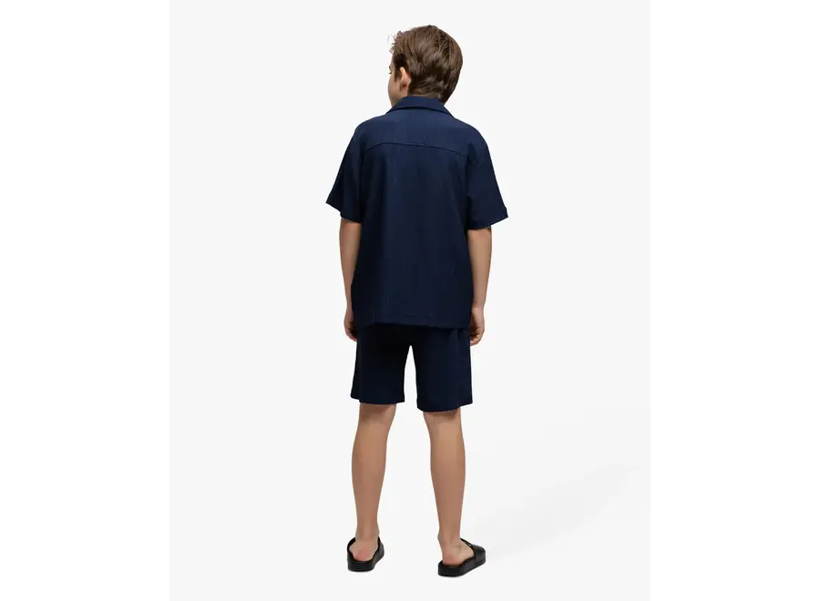 Seersucker Shorts Navy Jongens Short
