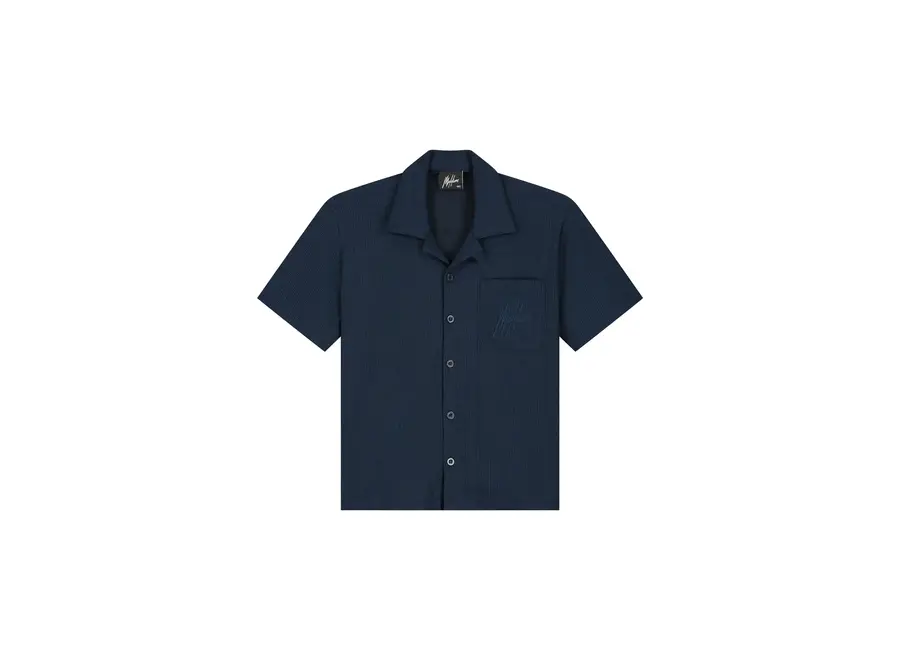 Seersucker Shirt Navy Jongens T-shirt