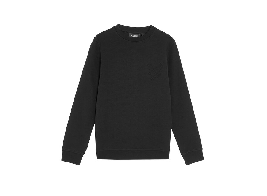 Embossed Eagle Crew Neck Jet Black Jongens Coltrui