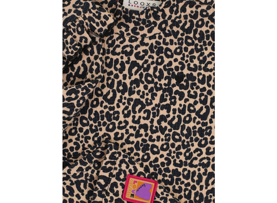 Little Crinckle Top  Sandy Leopard Meisjes  Top