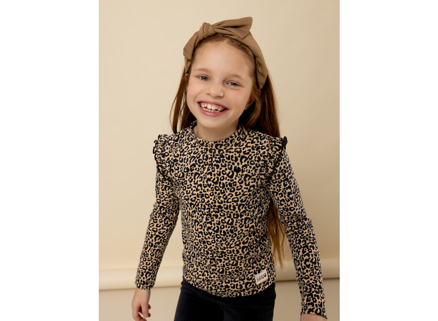 Little Crinckle Top  Sandy Leopard Meisjes  Top