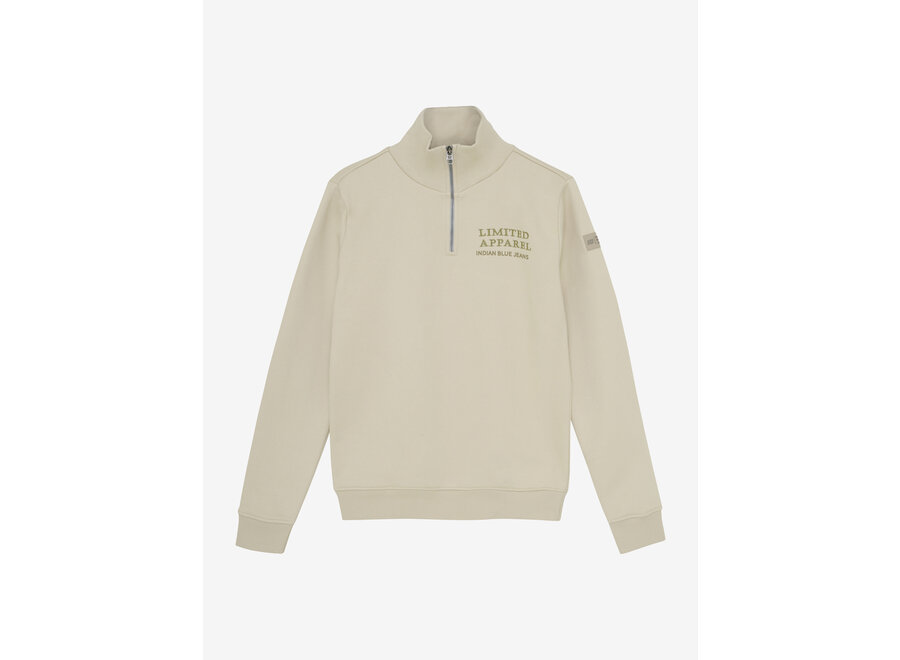 Sweater Zip Collar Print Sand Jongens Trui