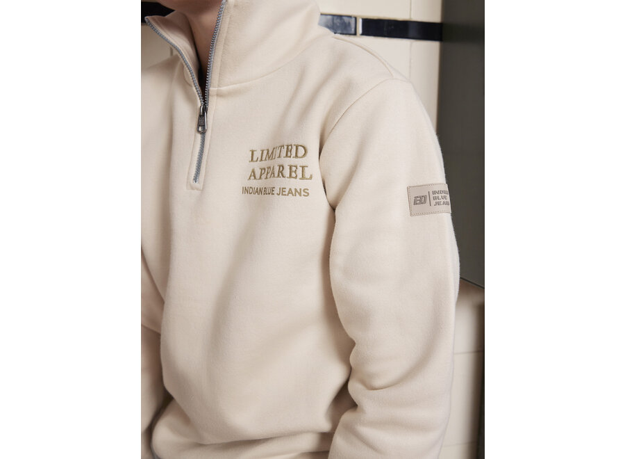 Sweater Zip Collar Print Sand Jongens Trui