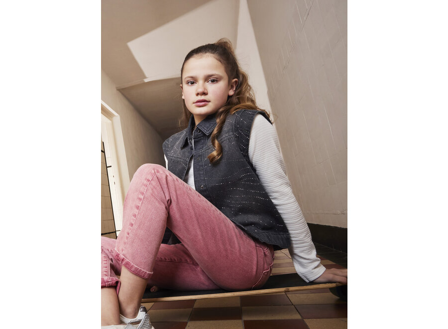 Cropped LongsleeveWhite Meisjes T-shirt