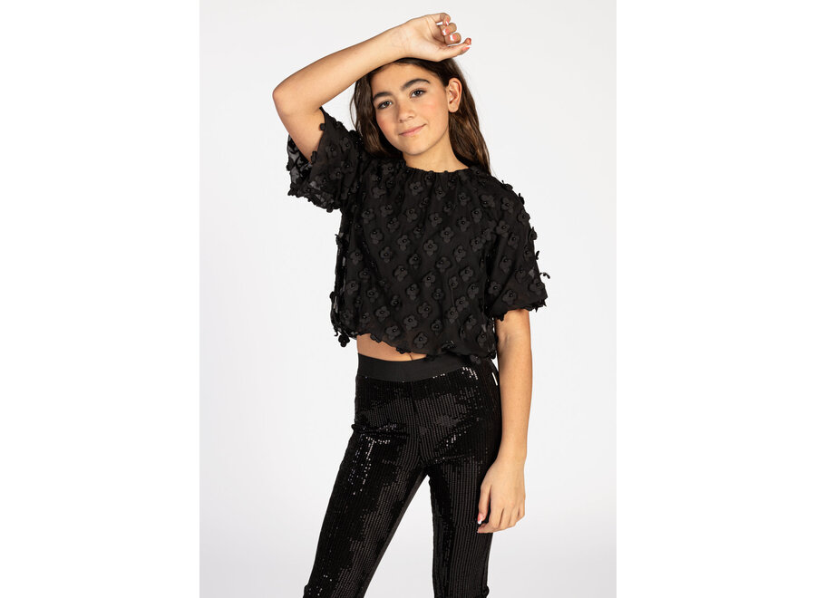 Delany Flower Pes Black Meisjes Topje