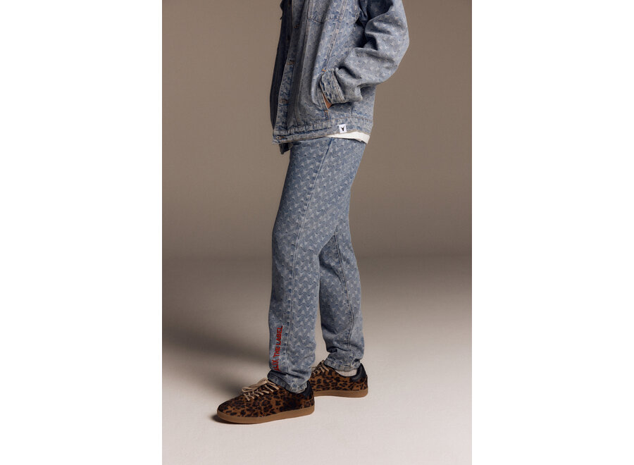 Woven Tapered Bull Denim Pants Denim Blue Meisjes Spijkerbroek