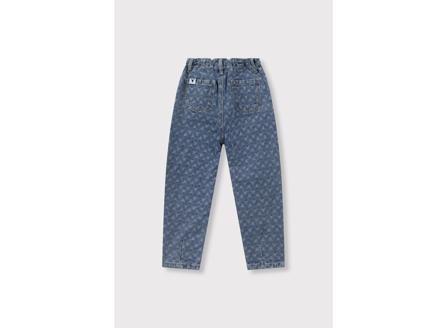 Woven Tapered Bull Denim Pants Denim Blue Meisjes Spijkerbroek
