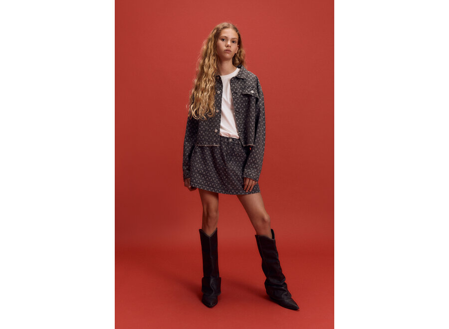 Woven Bull Skirt   Dark Grey Meisjes Rokje