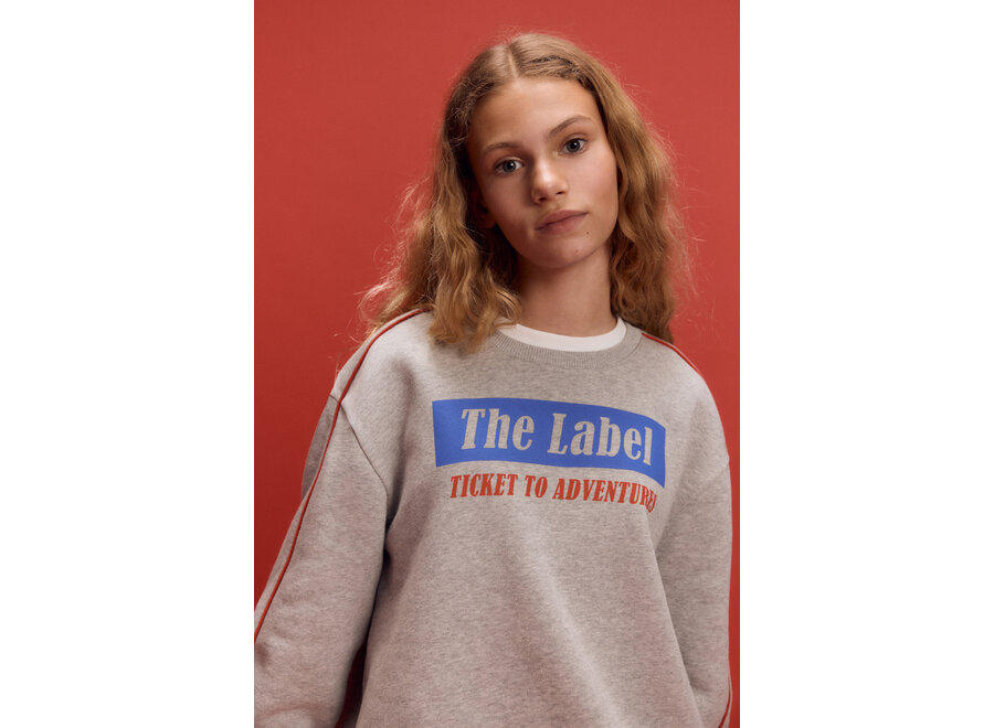 Knitted Text Print Sweater Soft Grey Melange Unisex Sweater