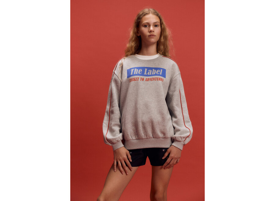 Knitted Text Print Sweater Soft Grey Melange Unisex Sweater