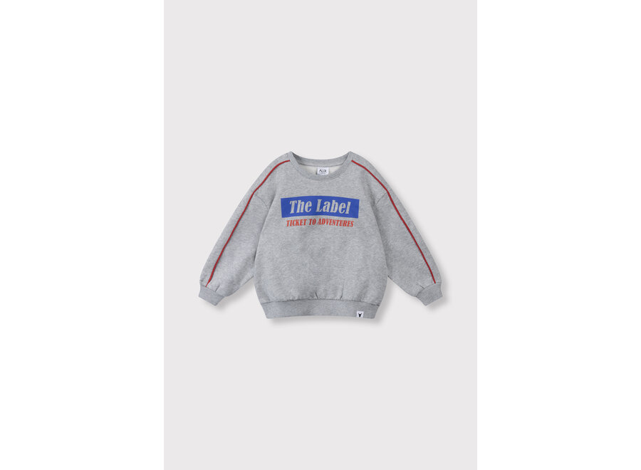 Knitted Text Print Sweater Soft Grey Melange Unisex Sweater