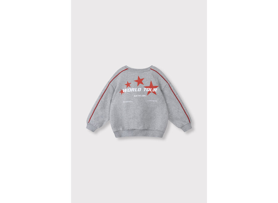 Knitted Text Print Sweater Soft Grey Melange Unisex Sweater