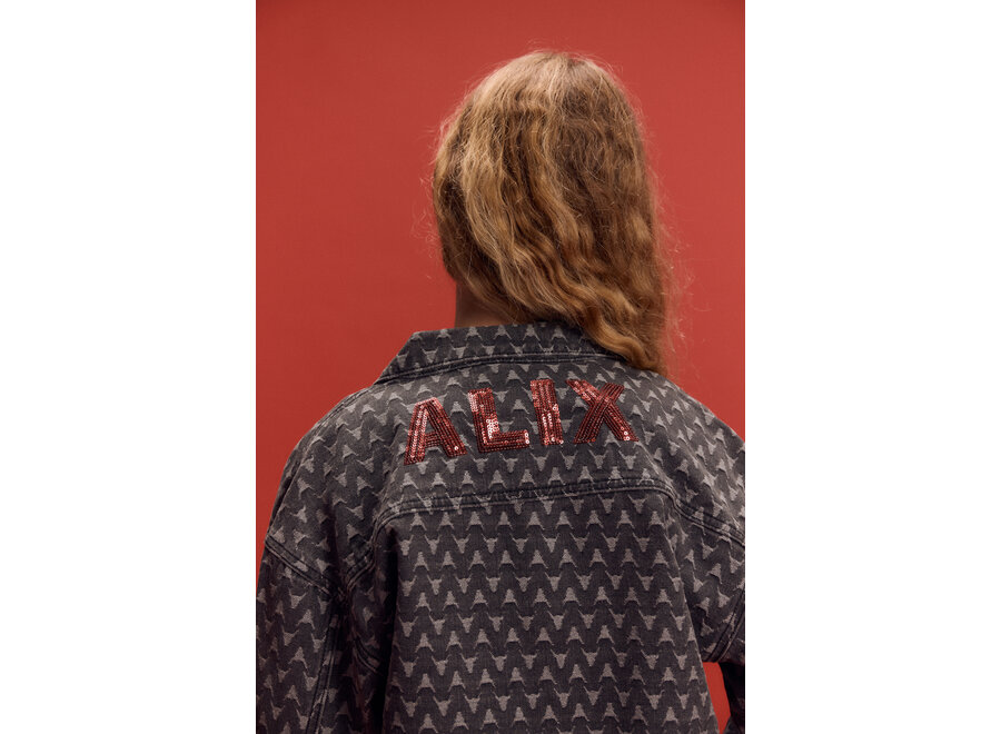 Woven Bull Cropped Denim Jacket  Dark Grey Meisjes Jasje