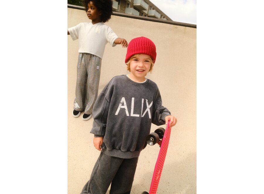 Knitted Alix On Tour Sweater Charcoal Grey Unisex Sweater