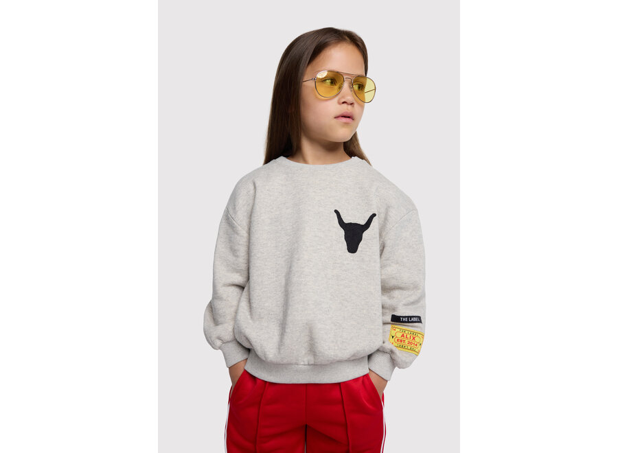 Knitted Label Sweater   Soft Grey Melange Unisex Sweater