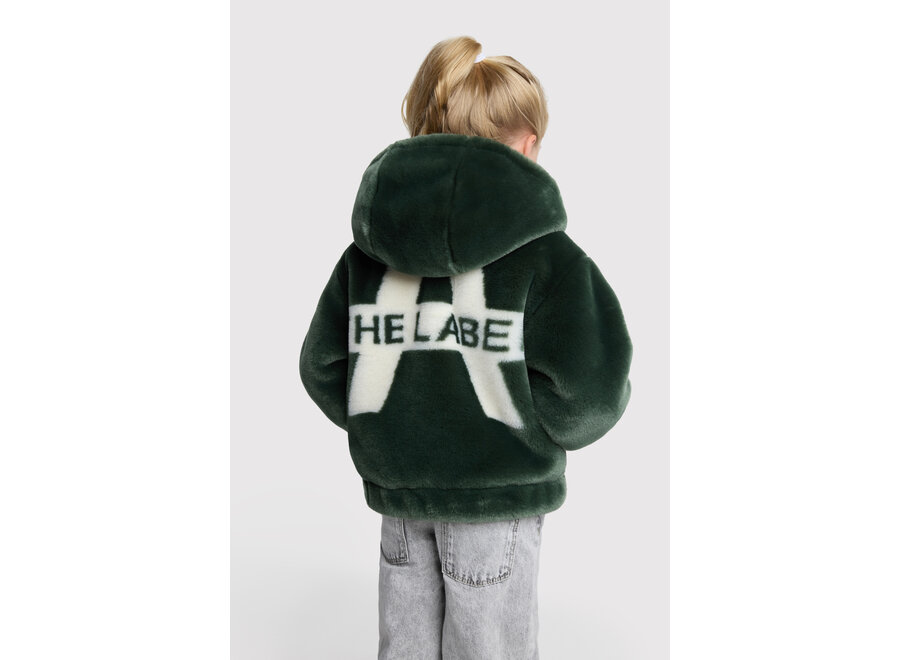 Woven Faux Fur Jacket Dark Olive Unisex Jasje