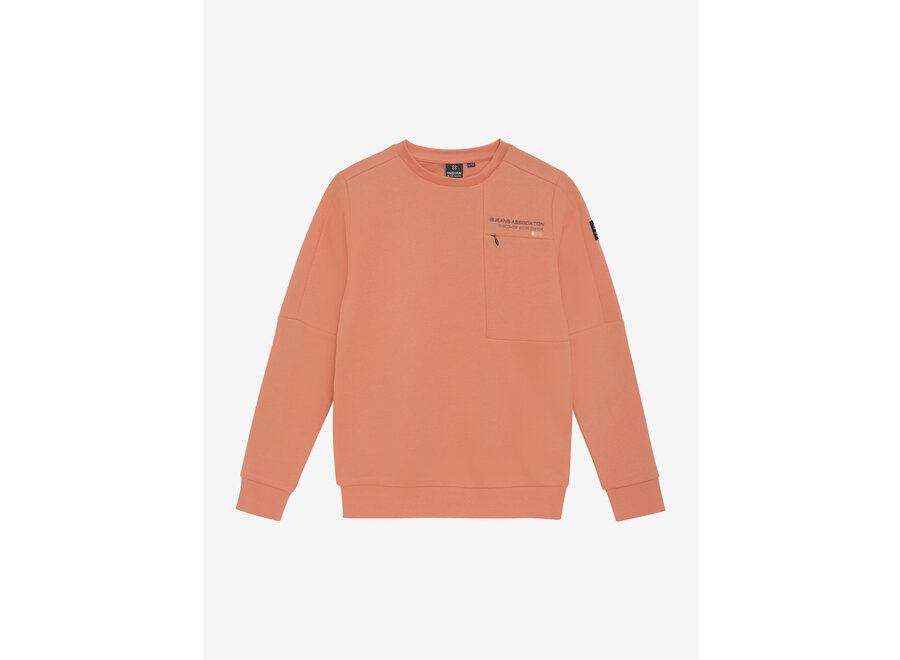 Sweater Chest Print Brushed  Orange Jongens Trui