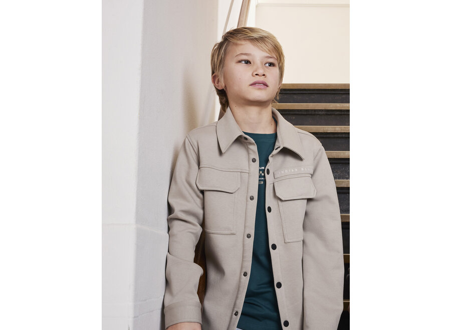 Shirt Jack Twill Stretch Print Brown Jongens Jasje