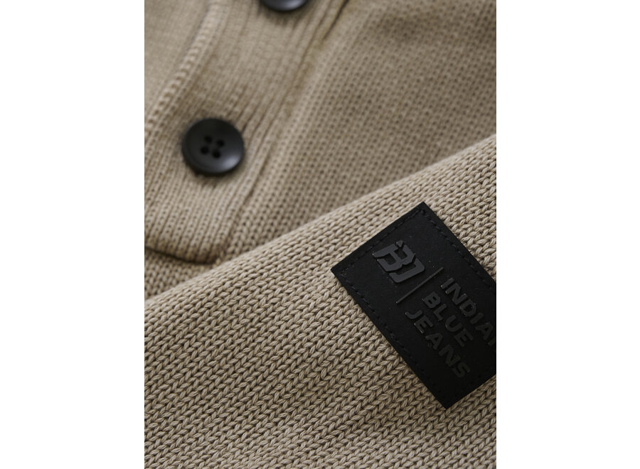Knitted Col Buttons Washed Brown Jongens Trui