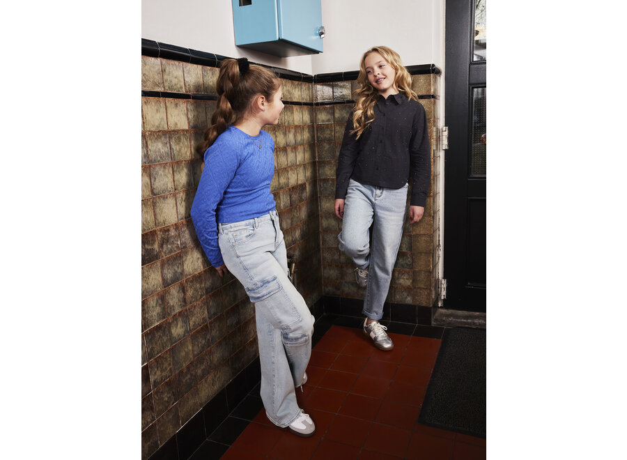 Longsleeve  Logo Jaquard  Blue Meisjes T-shirt