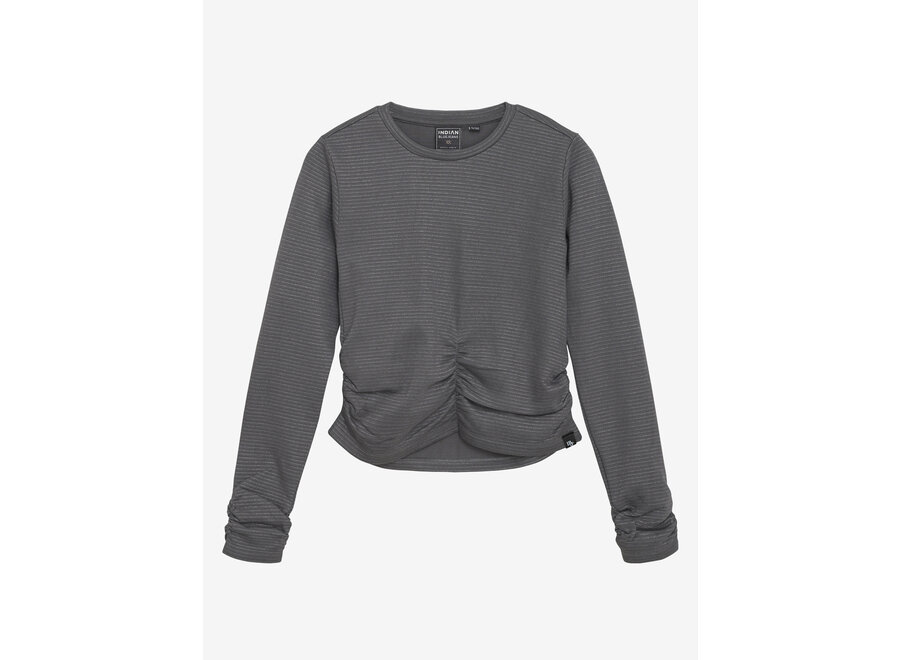 Longsleeve  Stripe Lurex  Grey Meisjes T-shirt