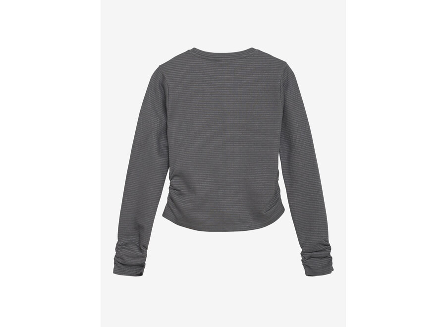Longsleeve  Stripe Lurex  Grey Meisjes T-shirt