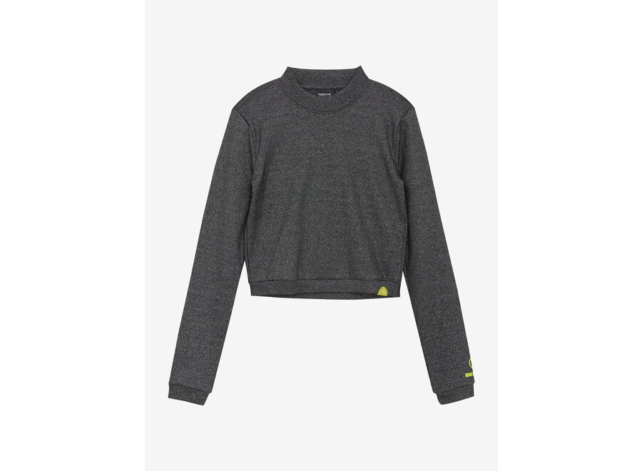 Cropped Longsleeve Metallic  Black Meisjes T-shirt