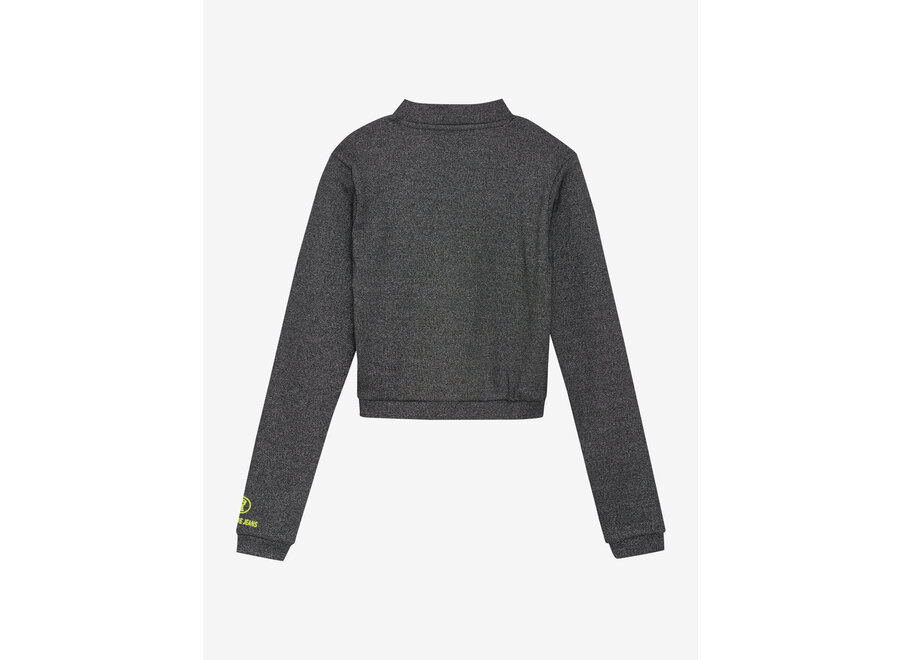 Cropped Longsleeve Metallic  Black Meisjes T-shirt