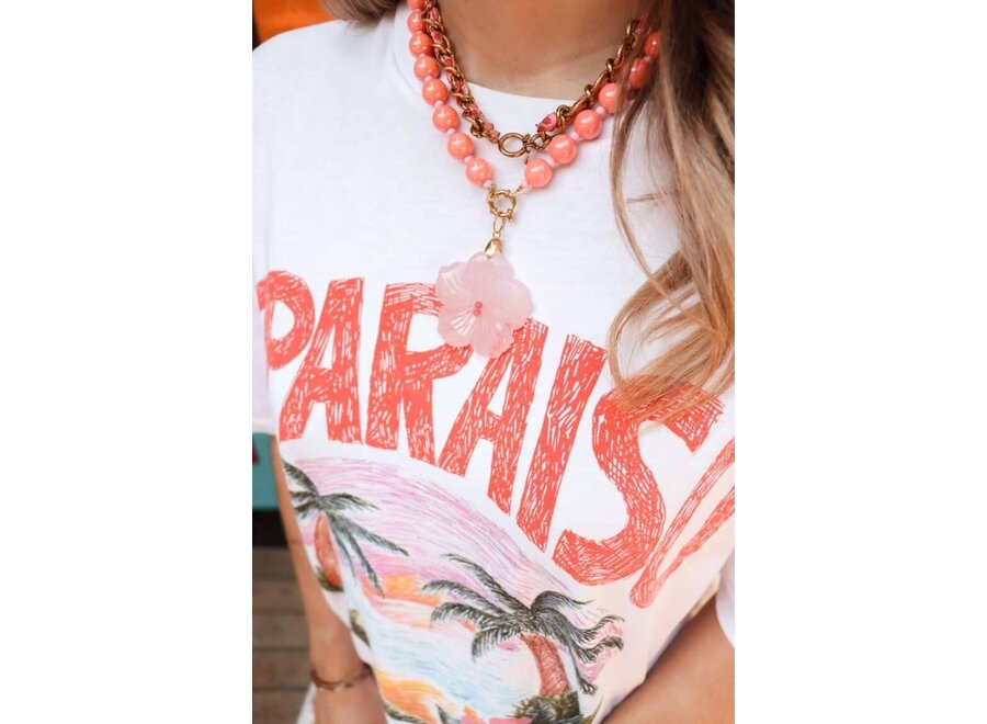 Summer knot pink necklace gold