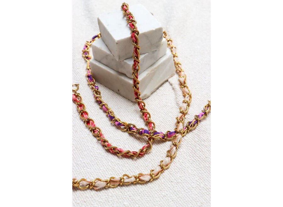 Summer knot pink necklace gold