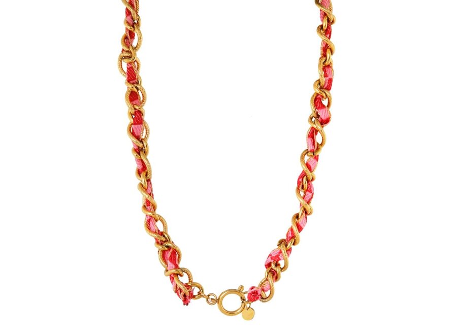 Summer knot pink necklace gold
